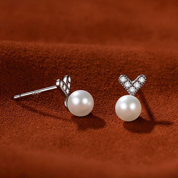 

stud cute heart earrings for women student micro zircon love pearl girls gift boucle oreille femme m4, Golden;silver