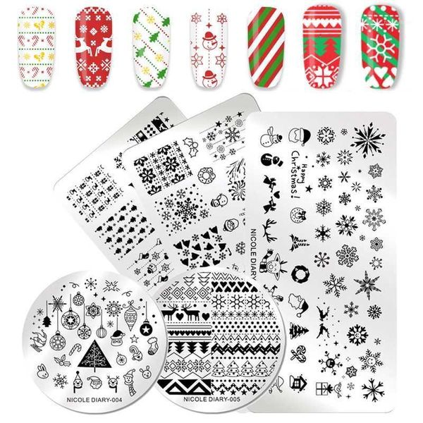 

diary christmas series nail stamping template holloween image stamp plate flower marble geometric diy stencil tool1, White