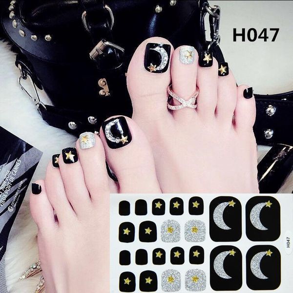 

toe nail sticker full waterproof stain film polish stickers & decals, Black