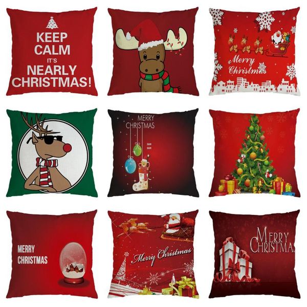 

pillow case christmas theme cushion cover christmastree elk pattern printing pillowcase sofa cushions cotton linen covers home decor