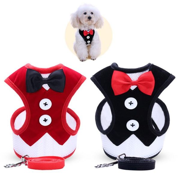 

pet fashion waistcoat style adjustable leash harness set for small medium dogs outdoor dog cat drop collars & leashes