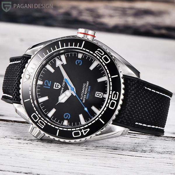 

wristwatches pagani design men's fashion watch ceramic rotating bezel 100m waterproof automatic mechanical sapphire relogio masculino, Slivery;brown