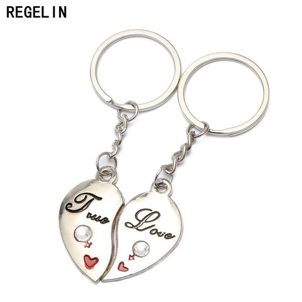 

keychains regelin 1pair couple keychain love heats key ring silver plated lovers chain souvenirs valentine's day gift