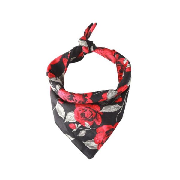 

rose pattern pet collar bib dog beautiful saliva triangular for valentines day (black) apparel