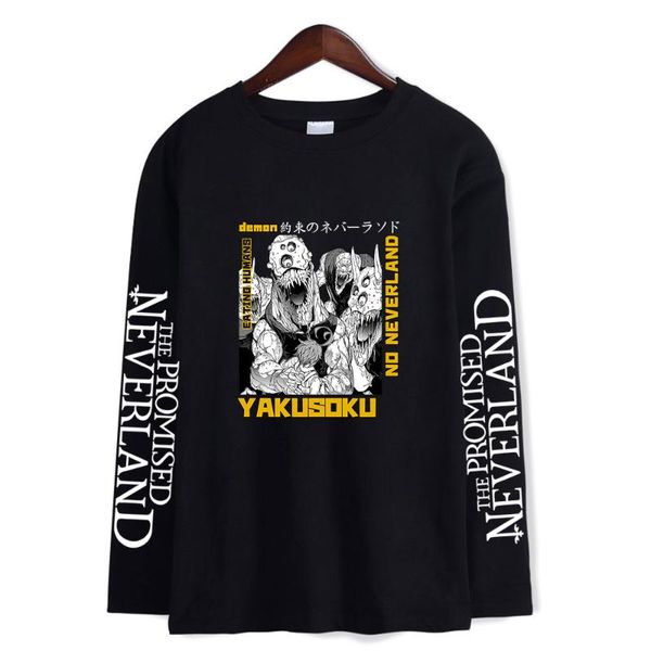 

women's t-shirt the promised neverland 2 2d printed japanese manga t-shirts warm long sleeve women/men o-neck autumn casual high street, White