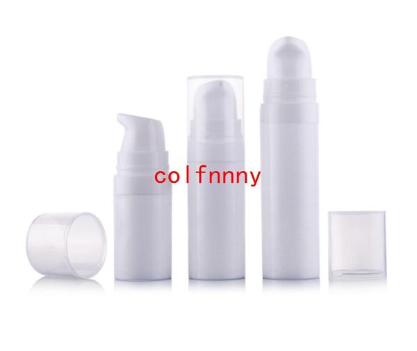 

storage bottles & jars 300pcs/lot 5ml 10ml 15ml white airless pump vacuum plastic bottle lotion with clean/white lid refillable containe
