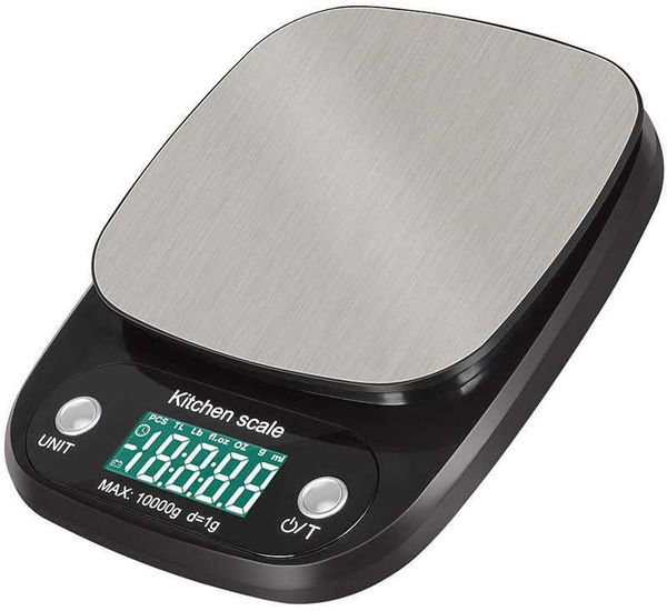 Escala de cozinha eletrônica 22lb / 10 kg de aço inoxidável balança digital balança de alimentos para cozinhar cozinhar com display LCD 210927