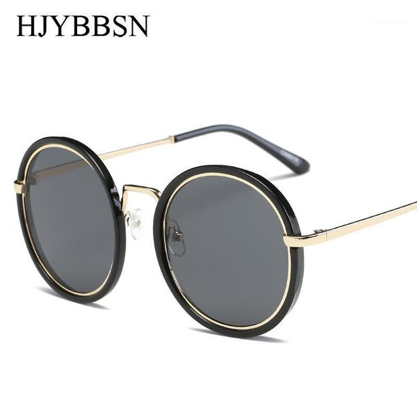 

sunglasses round women fashion brand designer classic sun glasses rose gold for men uv400 mirror female, White;black