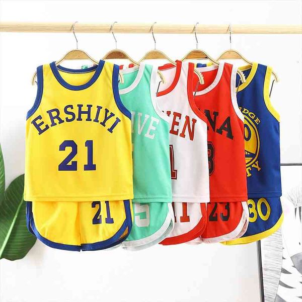 

baby boy clothes summer vest sports basketball uniform clothes for children kids sleeveless vest suit children set 1-8y, White