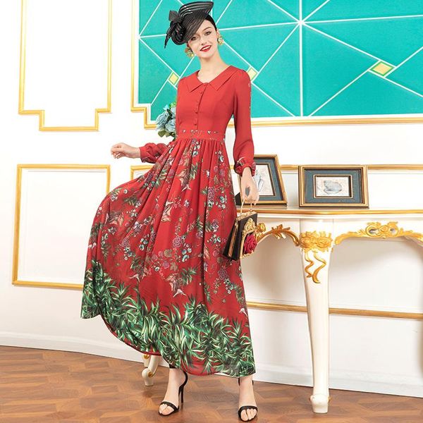 

casual dresses spring autumn women dress indie folk buttons turn-down collar vintage ankle-length birthday for dz2793, Black;gray