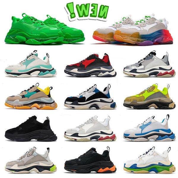 

women size trainers s platform casual 36-45 sole luxury 17fw vintage designer paris bottom old grandpa dad clear mens collection sneake aqng, Black