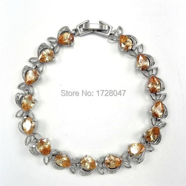 

suppliers silver plated champagne cubic zirconia bracelets & bangles pulseiras femininas for women link, chain, Black