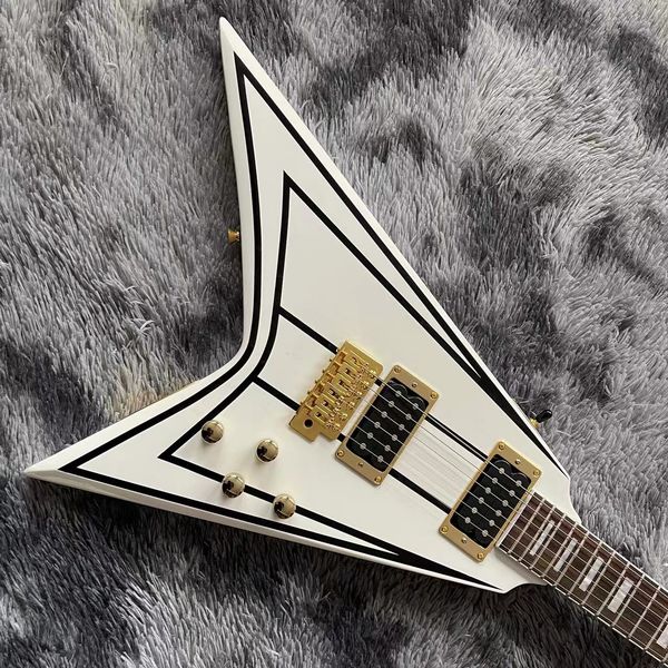 

custom grand jackson v shape electric guitar in white color