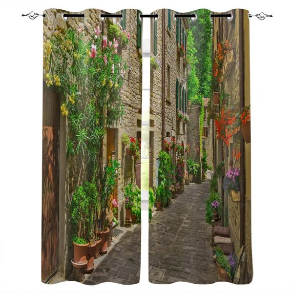 

curtain & drapes multi-size italy street backyard flower window curtains polyester fabric living room home decor