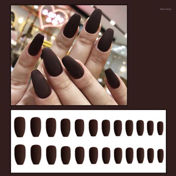 

24pcs fake nails full cover coffin shape false nail long ballerina diy art salon for women girls dw1, Red;gold