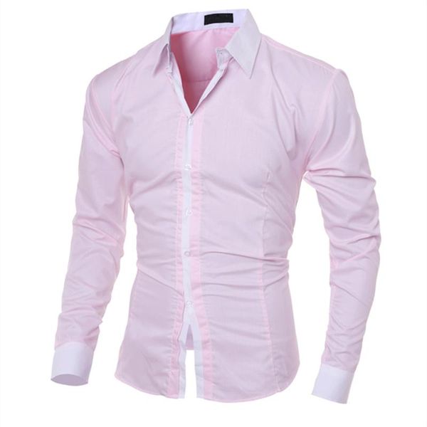 

men's casual shirts solid color with a pocket for men fashion personality shirt business slim long-sleeved blouse, White;black