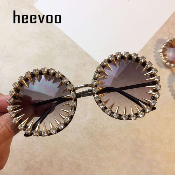 

fashion sunglasses fashion sunglasses retro round punk style sunglasses women metal diamond sun gold crystal exaggeration eyewear glasses uv, Black