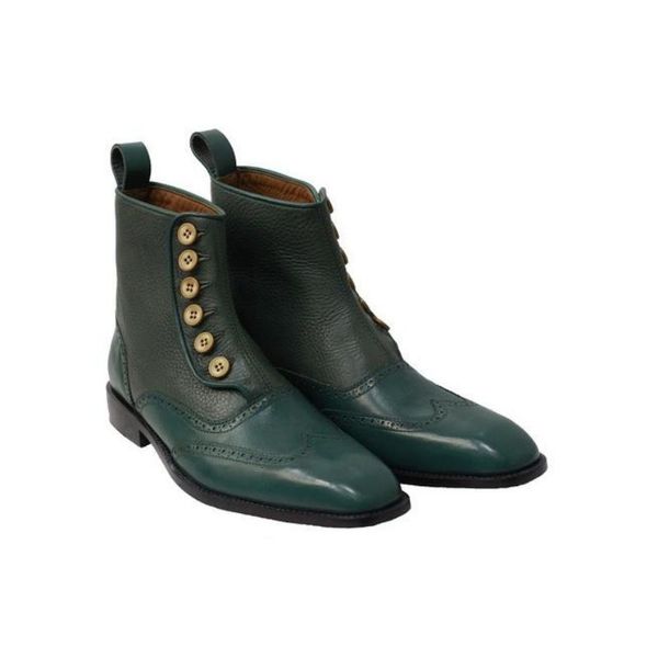 

dress shoes men in leather from the plutonium handmade button boots classic ankle casual male fashion winter combat kr161 vuem, Black