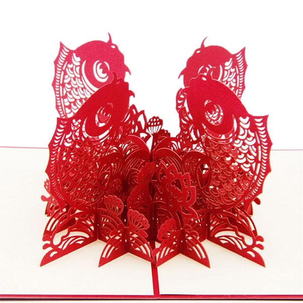 

greeting cards 3d up card chinese year fish surplus after christmas b2qb