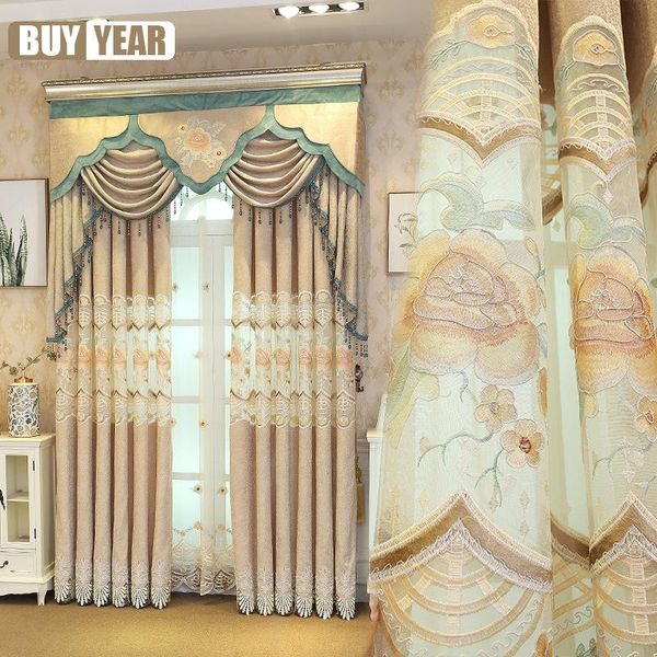 

curtain & drapes european-style modern atmospheric luxury embroidered curtains for living room bedroom study blackout customization