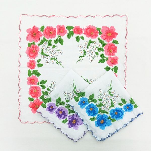 impressão lenço vieira cortador de algodão senhoras lenço artesanal vintage lenço floral casamento lenços 30*30 cm aleatório kkb7106