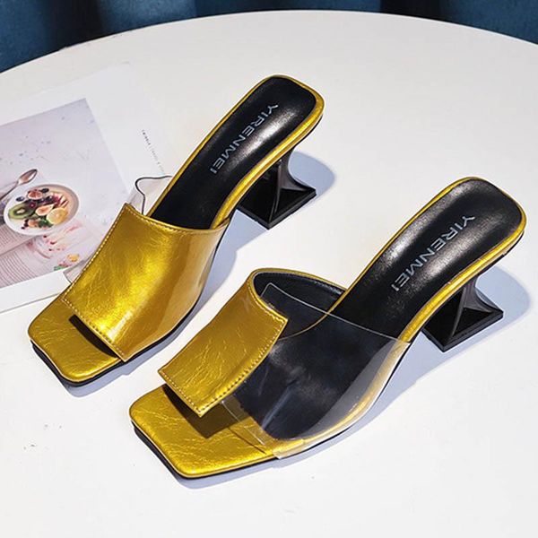 

slippers european patchwork clear women flip flops strange high heels shoes sandals mixed color transparent slides 2021, Black