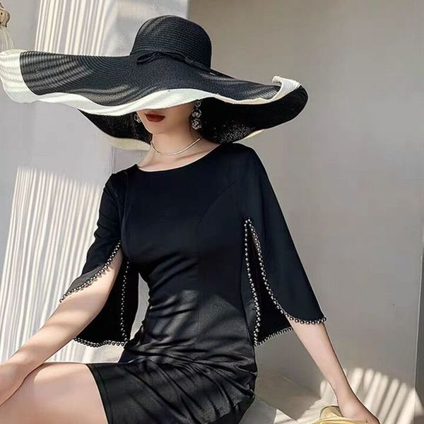 

designer ladies big brim beach hat women floppy straw sun s summer cooling uv protection wholesale dropshippong s1203, Blue;gray