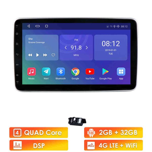 2 + 32 Evrensel 1 DIN Araba Ses Multimedya Oyuncu 10.1 '' Dokunmatik Ekran Autoradio Stereo Video GPS WIFI Oto Radyo Android Direksiyon