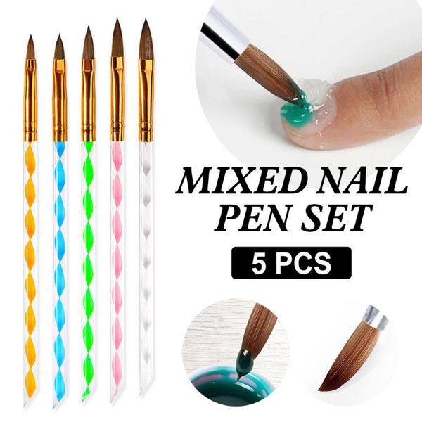 

eyebrow tools & stencils 5 pcs nail art brushes set gel polish painting pen liner manicure tool for home diy gift