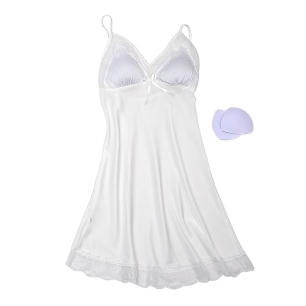 

2021 summer satin silk nightsuits women nightwear nightdress lingerie nightgowns lace bowknot nightdress sleepshirts, Black;red