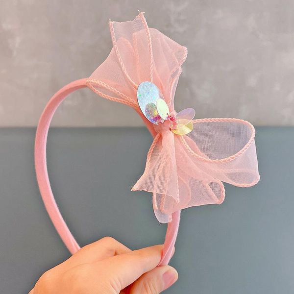 

hair accessories korean version of laser sequin bow children's hairband cute fresh baby headband girls, Slivery;white