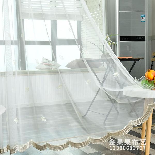 

simple bedroom balcony living room embroidered window screen floor curtain matching support customization & drapes