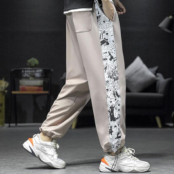 

mens joggers casual pants fitness abstract character trousers pattern streetwear men hip hop men's, Black