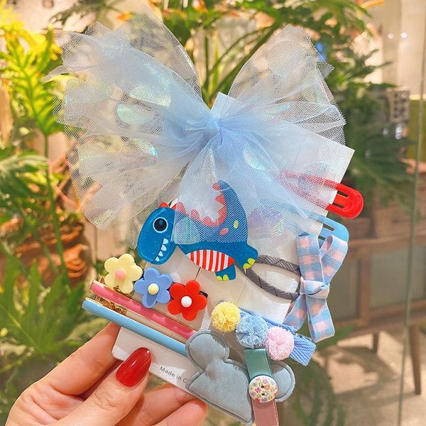 

hair accessories 10pcs children's headdress set cute cartoon hairpins fresh bownot hairclips baby girl side clip headwear, Slivery;white