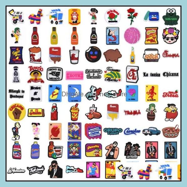 

whosale mexican inspired croc charms gibbets fit for clog shoes and wristband bracelet decoration kids teen adty party drop delivery 2021 sh, White;pink