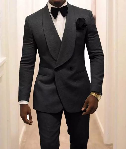 

men's suits & blazers custom made groomsmen black pattern groom tuxedos shawl lapel double breasted men 2 pieces wedding party man, White;black