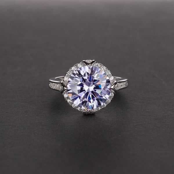 

cluster rings fashion real 925 solid sterling silver amethyst round cut gemstone wedding engagement white gold ring fine jewelry wholesale, Golden;silver