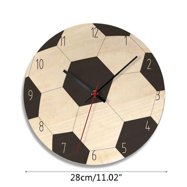 

wall clocks wooden clock sport ball style mute wallclock home room decor kids gifts dropship