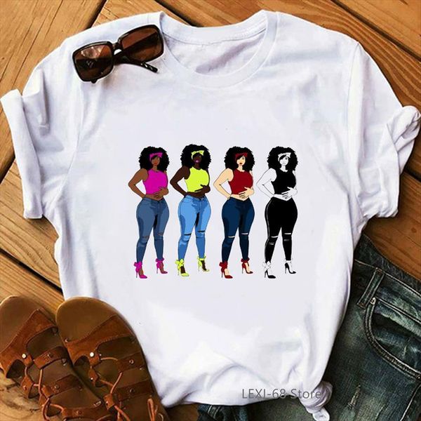 

melanin poppin african american black womens t shirts girl magic tee femme lives matter streetwear 90s tumblr clothes, White