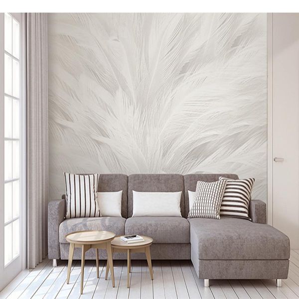 

wallpapers custom 3d canvas mural net red fashion personality warm white feather business family living room background wallpaper