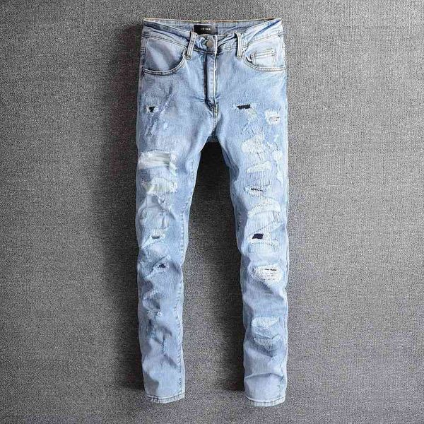 

am brand 680 used tide jeans youth elastic slim leggings, Blue