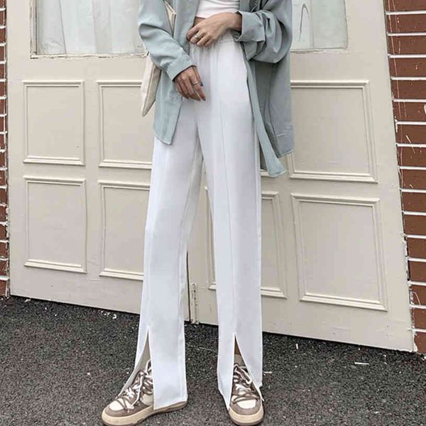 

women's pants & capris hzirip women's wide pants, casual high-waisted loose for sports, solid-colored, elastic waistband, vhc5, Black;white