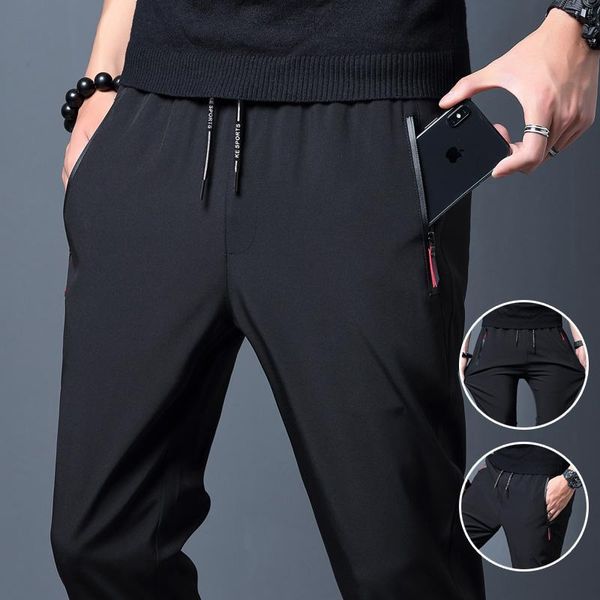 

men's pants jodimitty fashion 2021 men casual joggers fitness quick dry sweatpants male summer breathable slim trousers pencil, Black