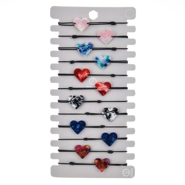 

charm bracelets 12 pcs/set fashion acrylic heart friendship bracelet set elegant women colorful wax leather geometric, Golden;silver
