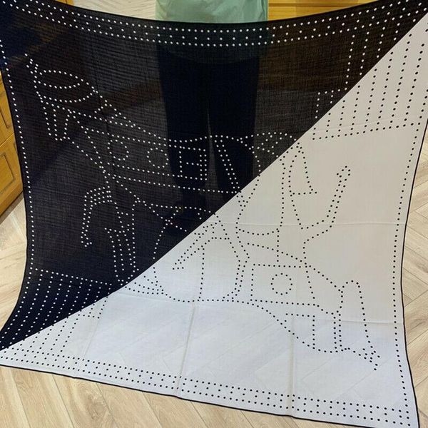 

scarves 70% cashmere 30% silk scarf women fashion dot horse shawl stole color block elegant kerchief bandana 135*135cm, Blue;gray