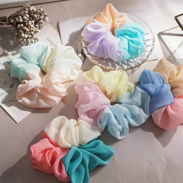 

ins fashion rainbow colorful scrunchies rubber bands for women girls korean elastic hair bands ponytail holder hair accessories, Golden;silver