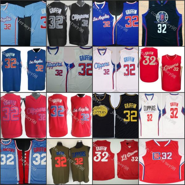 

los angeles clippers #32 blake griffin white men retro jersey, Black