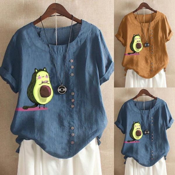 

women's t-shirt summer fashion t-shirts loose cotton and linen t shirt women animal print o neck casual streetwear, White