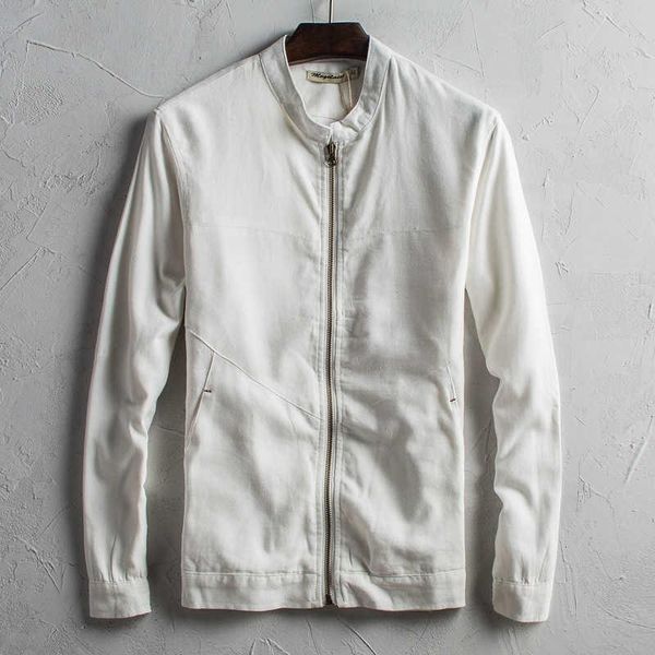 

men's jackets stand collar slim fit linen cotton jacket white dark blue summer casual men zipper thin for, Black;brown