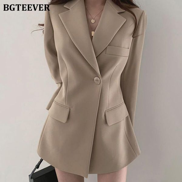 

workwear notched collar elegant women blazer jacket single button slim waist female outwear ol suit coats 2021 women's suits & blazers, White;black